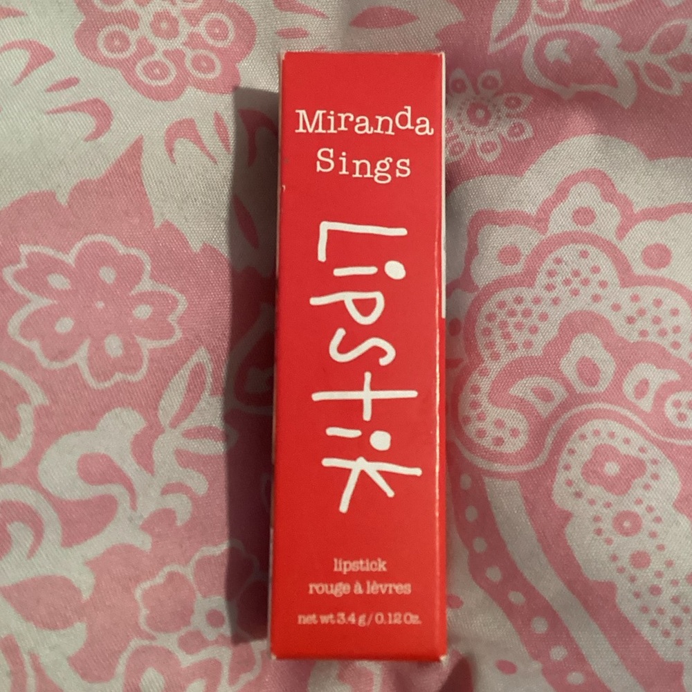 Miranda Sings Lipstik. A bright true red perfect for a special occasion.
